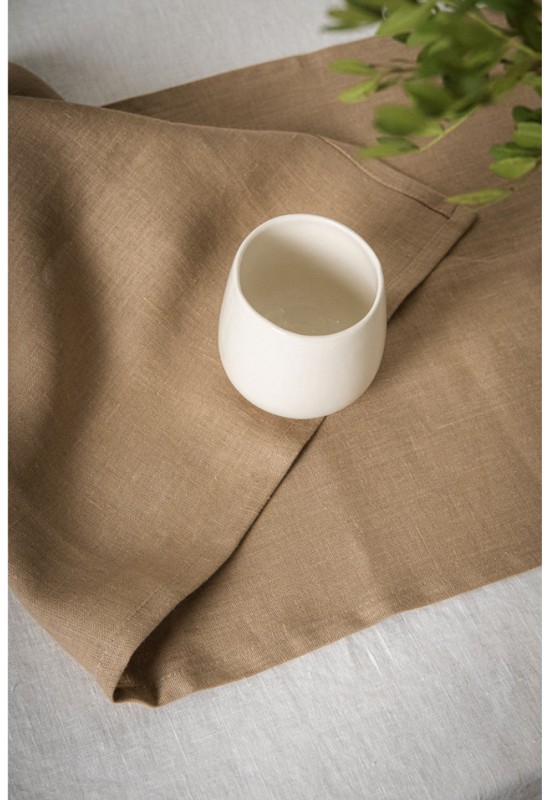 Golden Light Brown Linen Table Runner