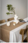 Golden Light Brown Linen Table Runner