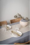 Natural Gray Beige Linen Table Runner 