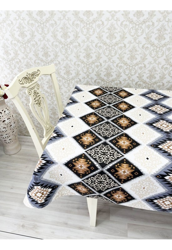 Waterproof Cotton Tablecloth with Geometric Print