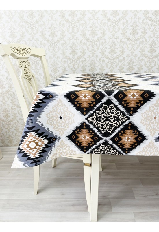 Waterproof Cotton Tablecloth with Geometric Print