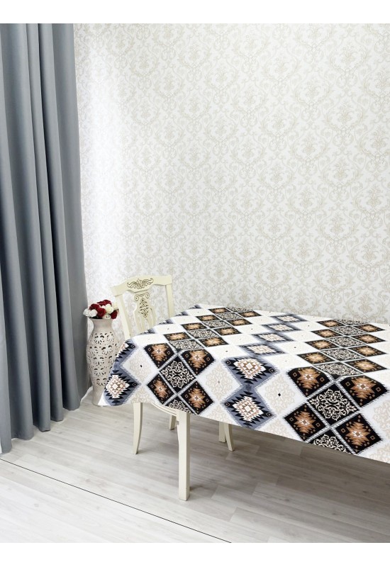 Waterproof Cotton Tablecloth with Geometric Print