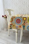 Ethnic Waterproof Cotton Tablecloth | Tasseled