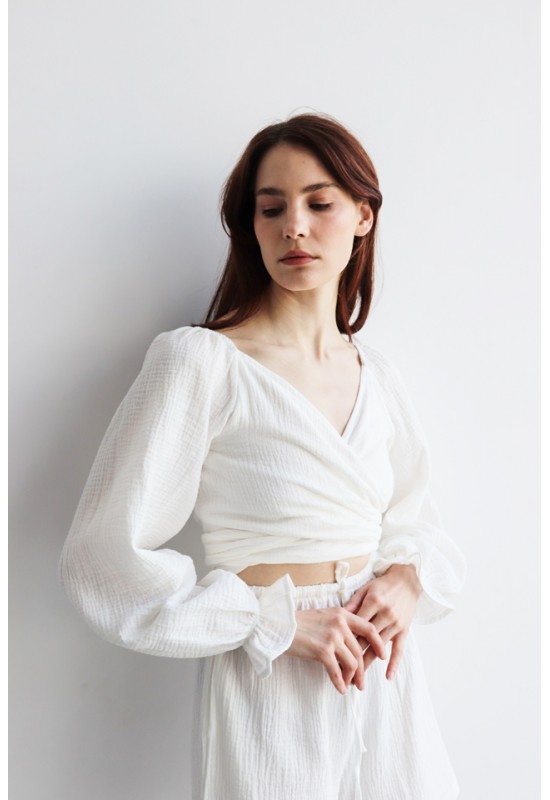 Muslin crop top Wrap or tied blouse 