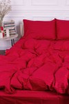 Red striped sateen cotton bedding set Various size