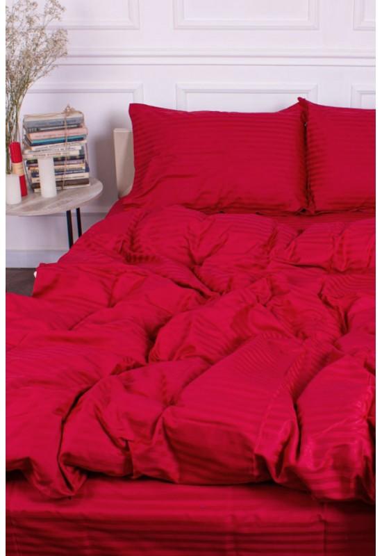 Red striped sateen cotton bedding set Various size