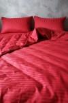 Red striped sateen cotton bedding set Various size