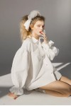 Oversized linen shirt with puffy long sleeves 