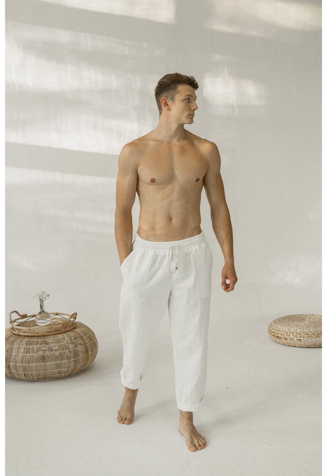 Men s Linen Pants Elastic Waist and Adjustable Ties Buy Now