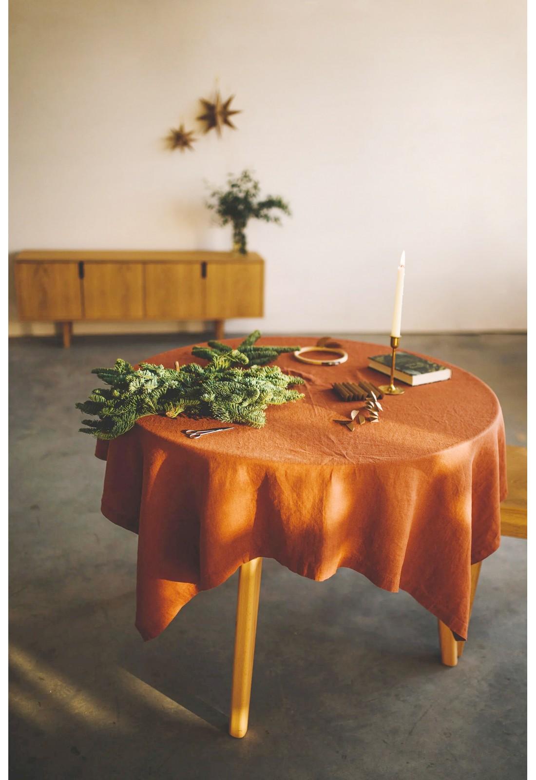 Terracotta (Burnt orange) Linen tablecloth Rectangle Square Wedding