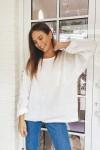 Linen long sleeve top with boat neck
