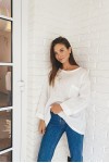 Linen long sleeve top with boat neck