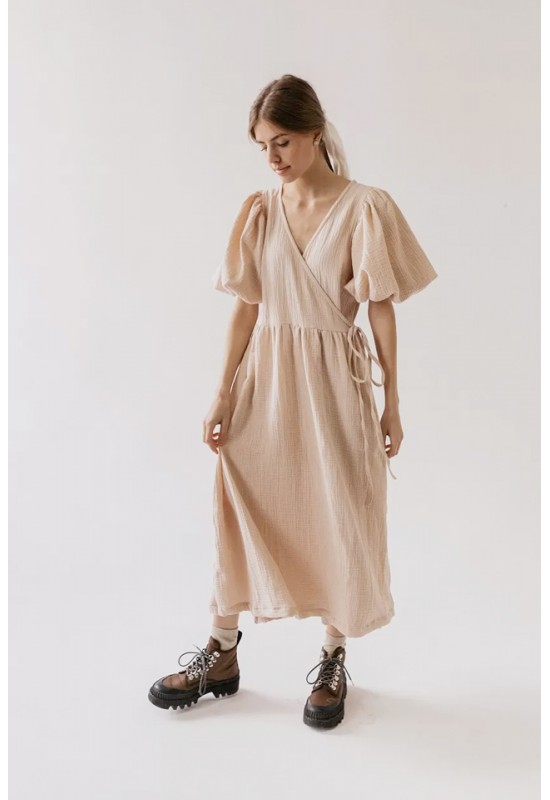 Linen Gauze Wrap Dress Wrap Dress Women Wrap Dress Maxi Linen