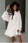 Muslin loose shirt dress long sleeves Cotton gauze