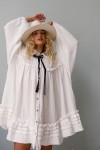 Muslin loose shirt dress long sleeves Cotton gauze