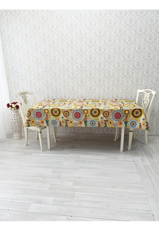 Waterproof Cotton Tablecloth with Ethnic Prints