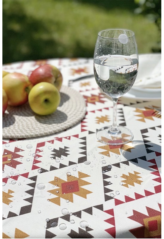 Waterproof Cotton Tablecloth with Ethnic Prints