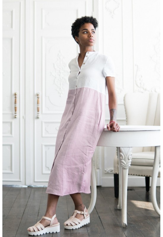 Color block linen best sale dress