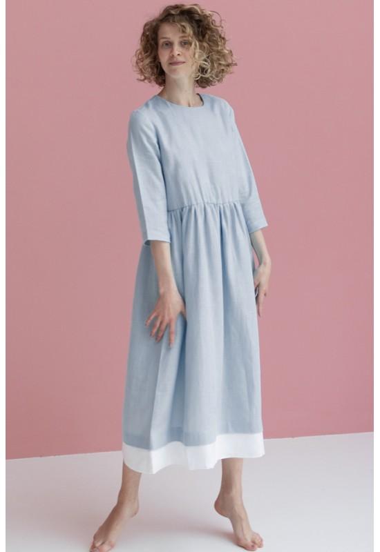 Color Block Linen Dress | Half Sleeves, Maxi