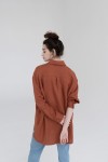 Oversized linen shirt women Collar Long sleeve