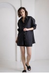 Oversized linen shirt women Collar Long sleeve