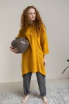 Linen Long Shirt - Asymmetrical Cut, Lond Sleeves 