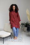 Linen Long Shirt - Asymmetrical Cut, Lond Sleeves 