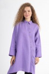 Linen Long Shirt - Asymmetrical Cut, Lond Sleeves 