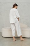 Linen Boat Neck Oversized Top - Loose T-shirt 