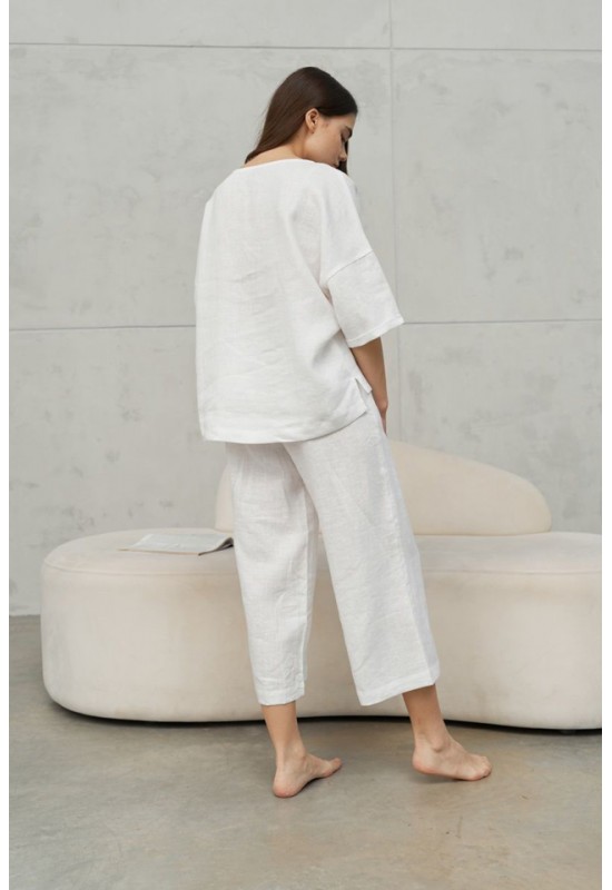 Linen 2-Piece Set: Loose T-Shirt and Pants