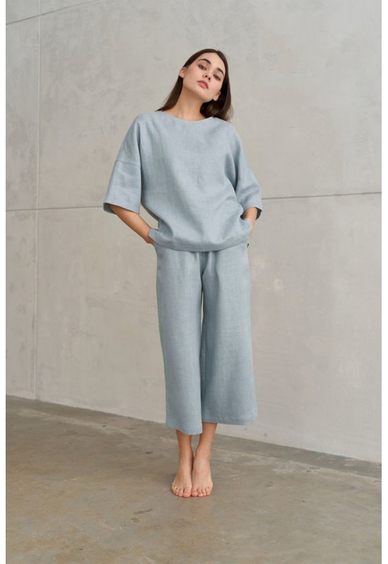 Linen 2-Piece Set: Loose T-Shirt and Pants