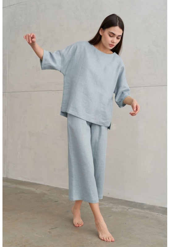 Shop Oversized Linen 2-Piece Set: Loose T-Shirt and Wide Leg Pants