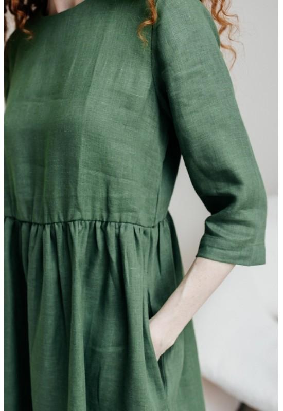 Color Block Linen Dress | Half Sleeves, Maxi