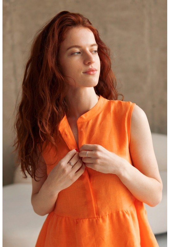 orange linen dress