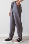 Stylish High Waist Linen Trousers with Elastic 