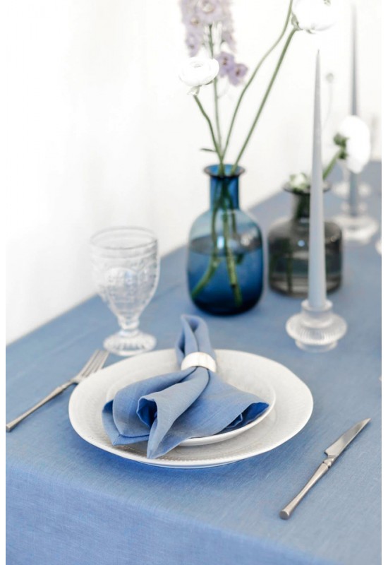 Light - Sky Blue Linen Tablecloth