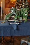 Dark Midnight Blue Linen Tablecloth