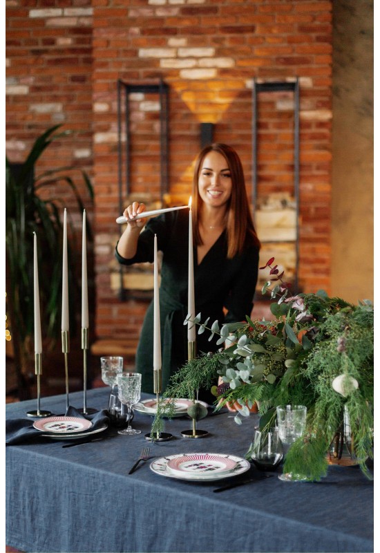 Dark Midnight Blue Linen Tablecloth