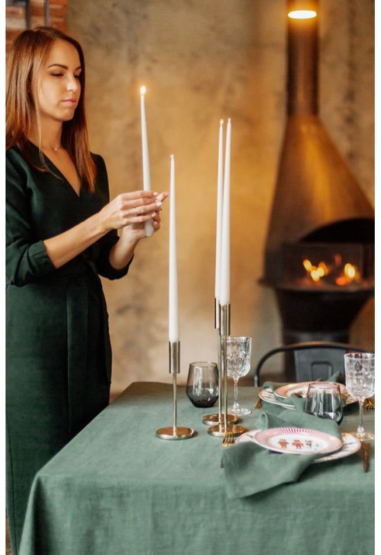 Dark - Emerald Green Linen Tablecloth