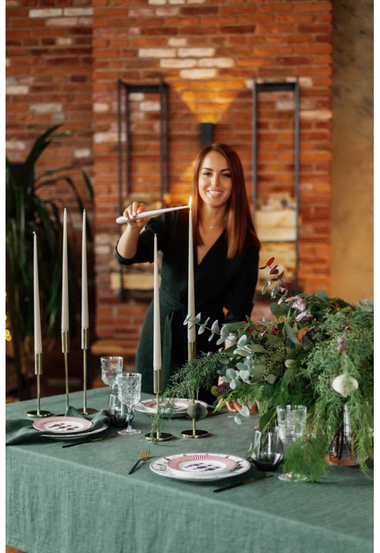 Dark - Emerald Green Linen Tablecloth