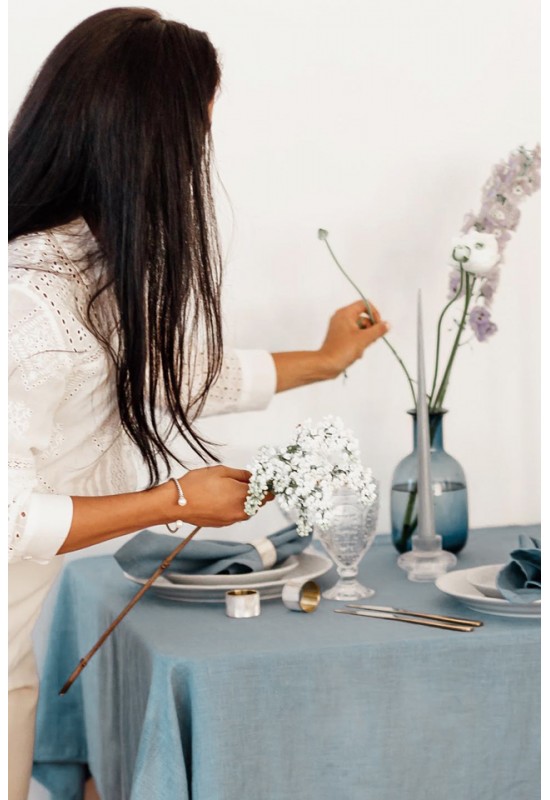 Light - Dusty Blue Linen Tablecloth