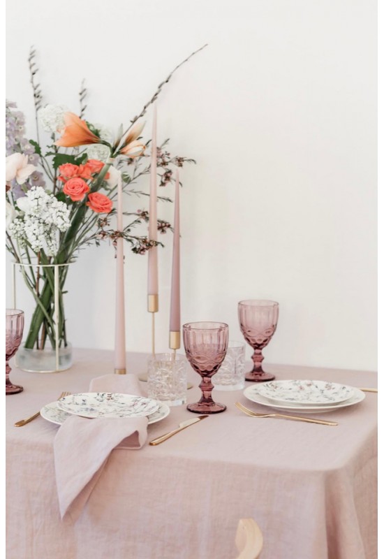 Dusty Pink - Wood rose - Mauve Linen Tablecloth 