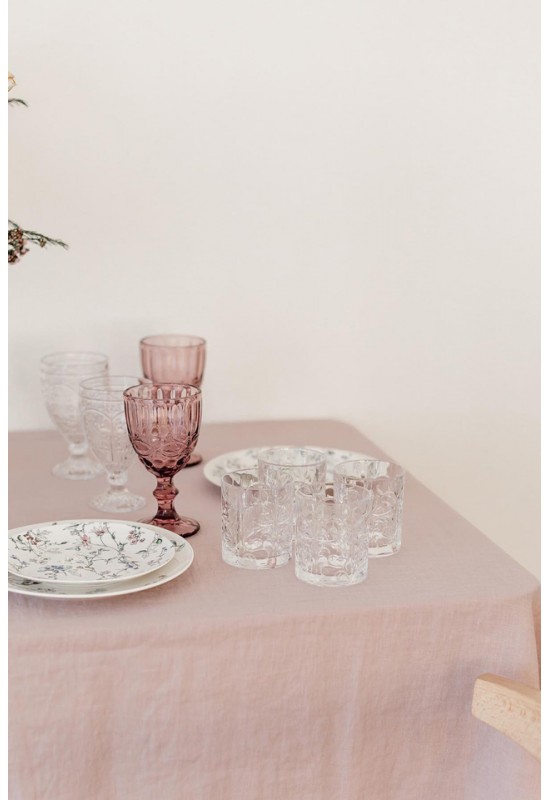 Dusty Pink - Wood rose - Mauve Linen Tablecloth 