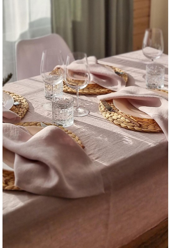 Dusty Pink - Wood rose - Mauve Linen Tablecloth 