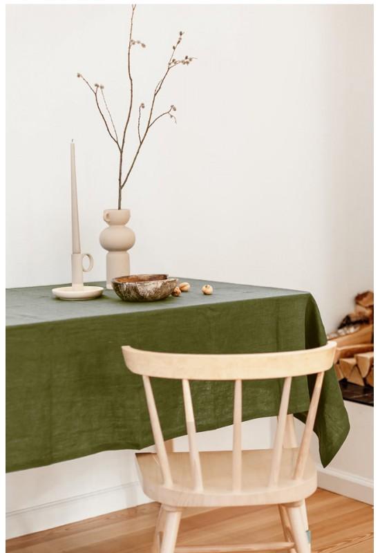 Linen tablecloth in Moss green