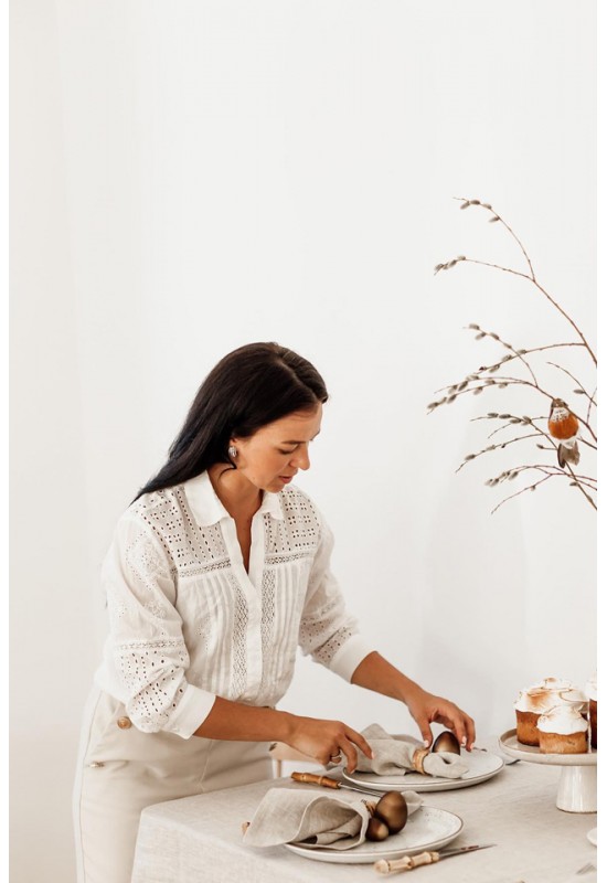 Natural Gray-Beige Linen Tablecloth