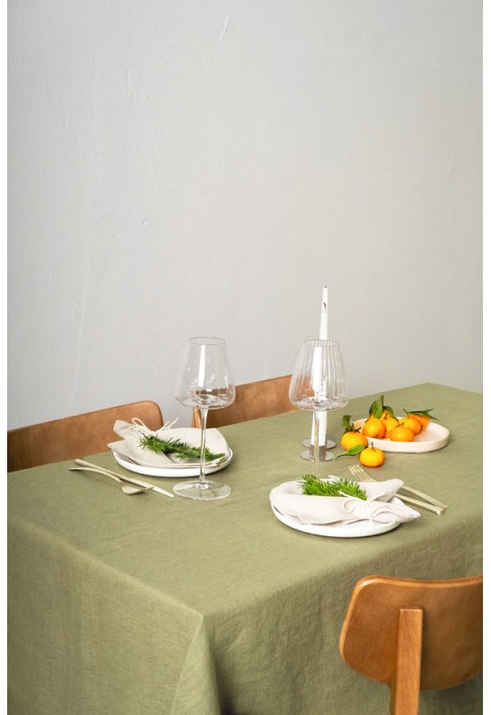 Olive -  Moss Green Linen Tablecloth