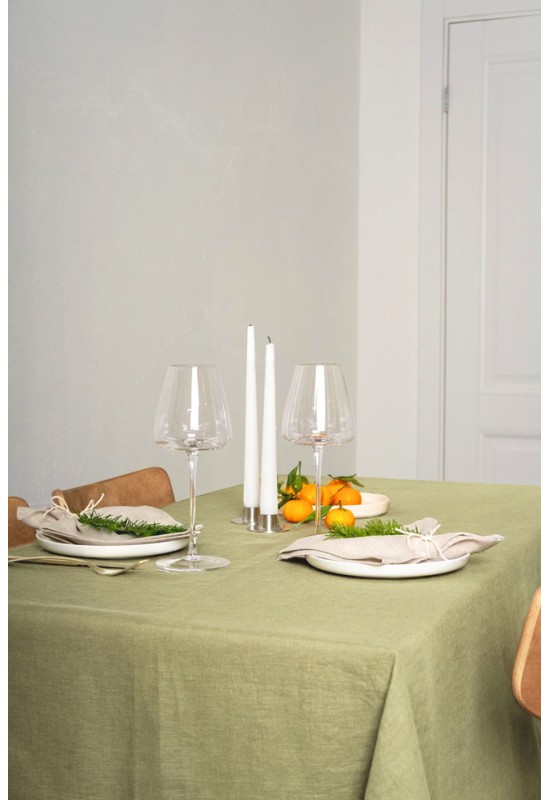 Olive -  Moss Green Linen Tablecloth