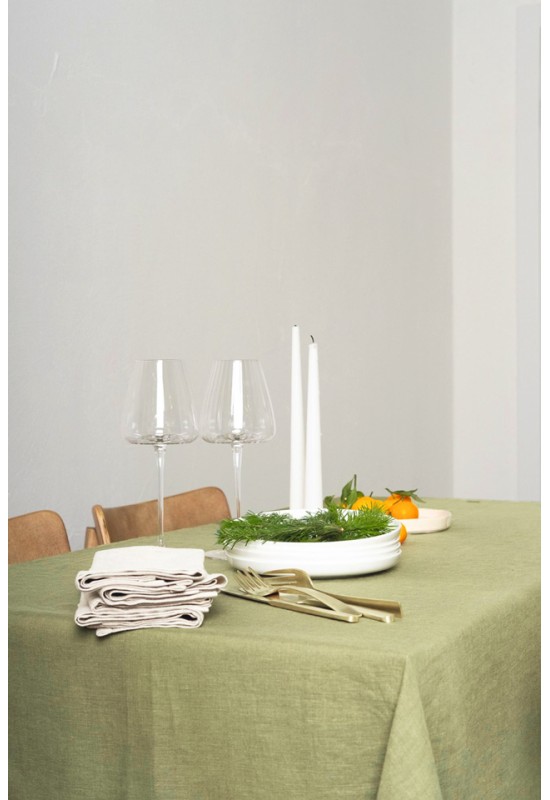 Olive -  Moss Green Linen Tablecloth