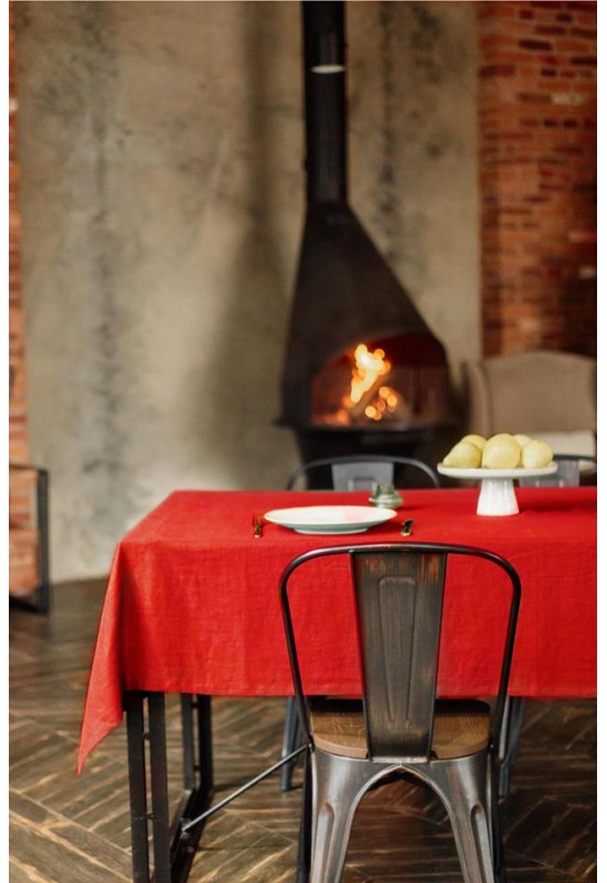 Red Linen Tablecloth